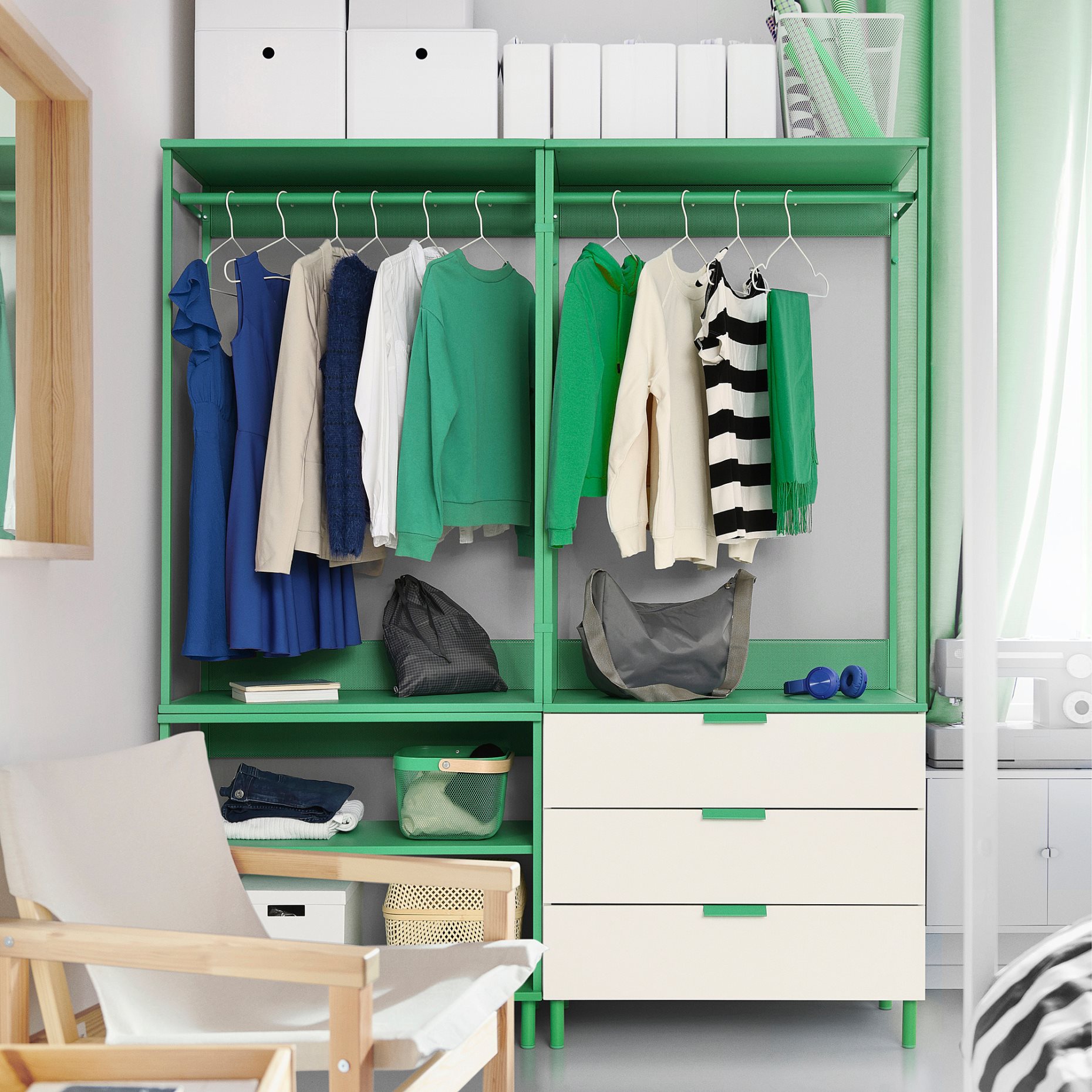 PLATSA, открит гардероб с 3 чекмеджета, 895.941.30