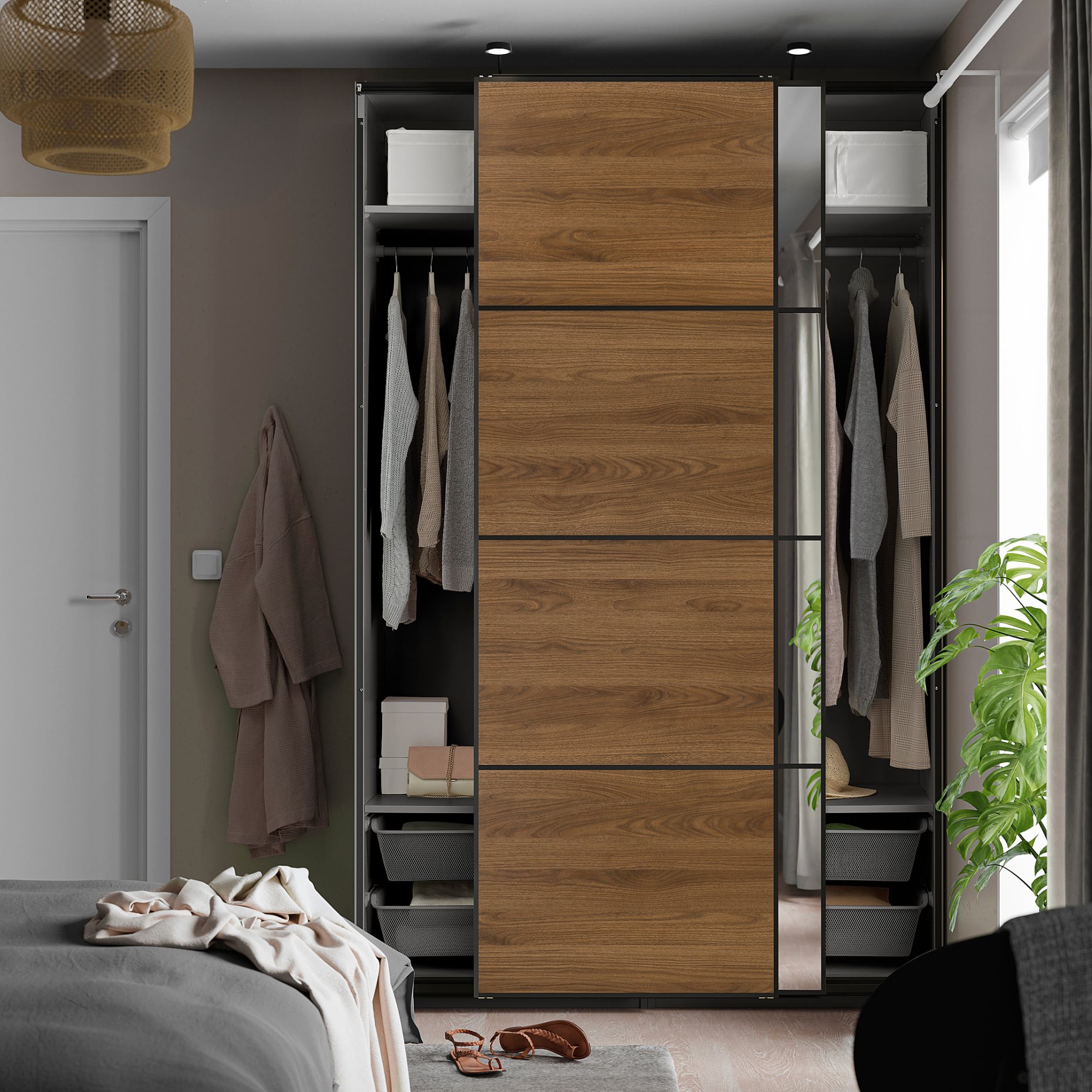 PAX/MEHAMN/AULI, гардероб с плъзгащи се врати, 896.085.42