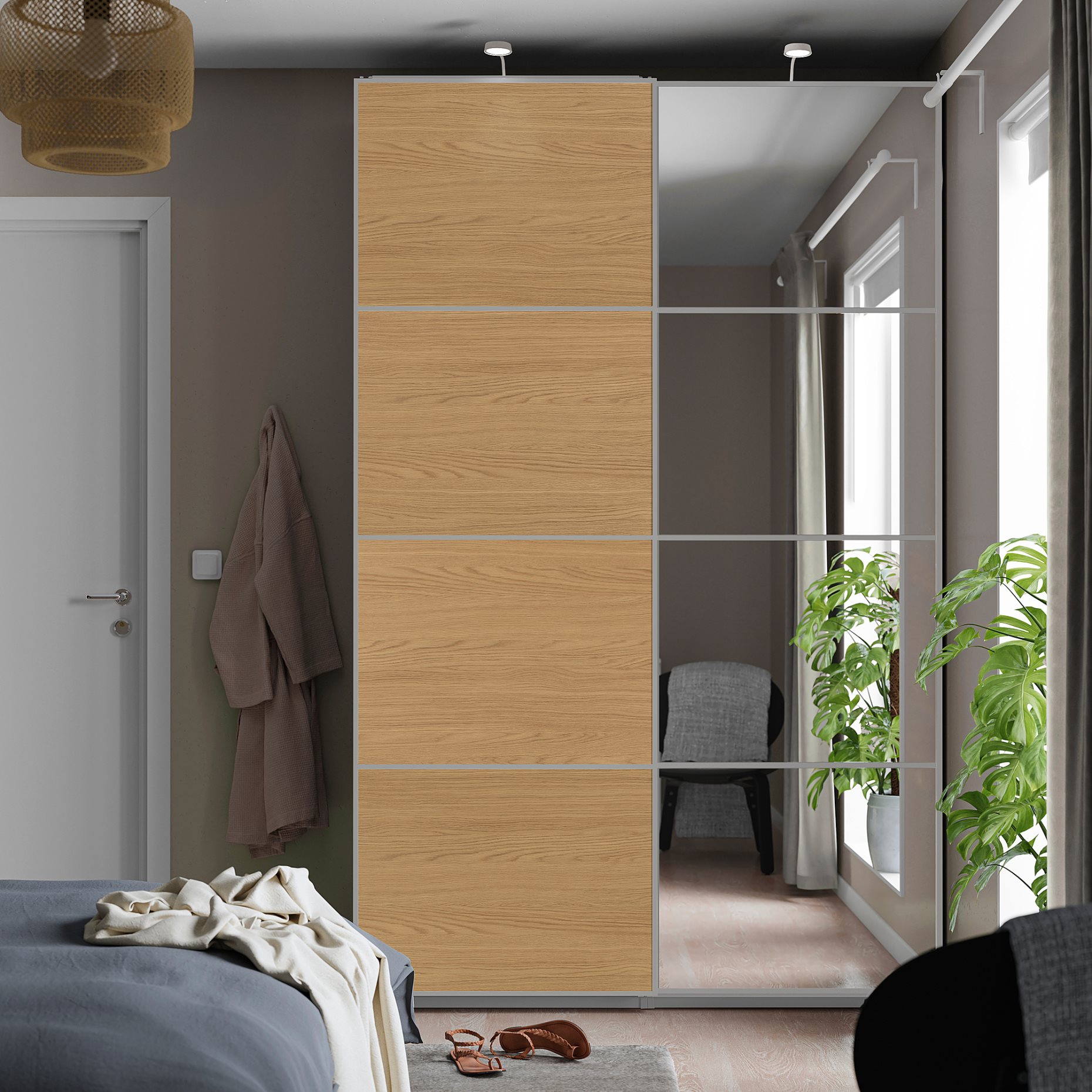 PAX/MEHAMN/AULI, гардероб с плъзгащи се врати, 150x66x236 см, 896.088.58