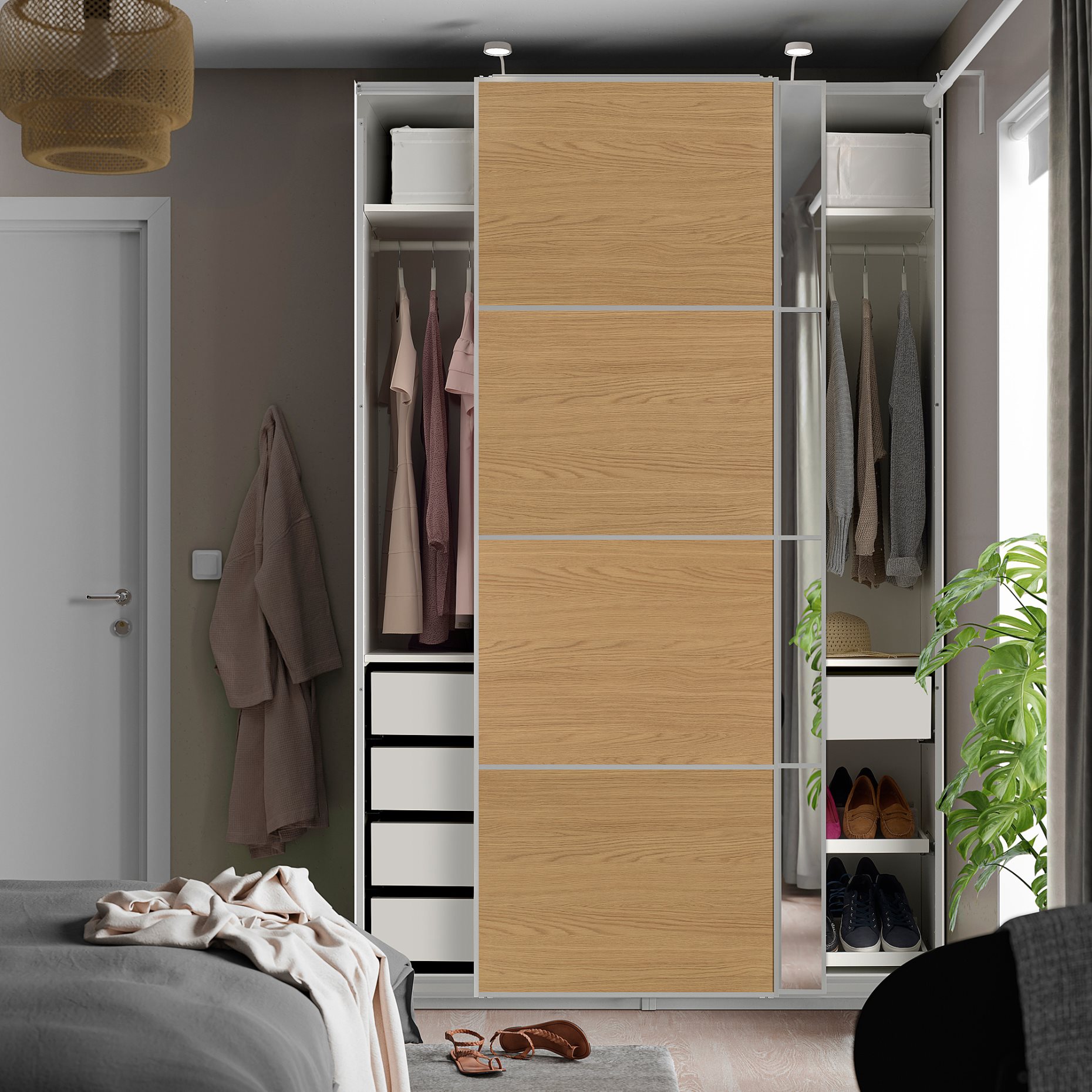 PAX/MEHAMN/AULI, гардероб с плъзгащи се врати, 150x66x236 см, 896.088.58