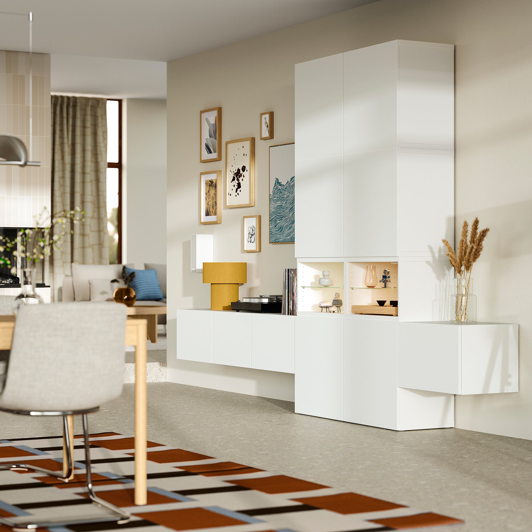 BESTÅ, комбинация за съхранение, аудио/видео, 360x42x231 см, 896.120.92