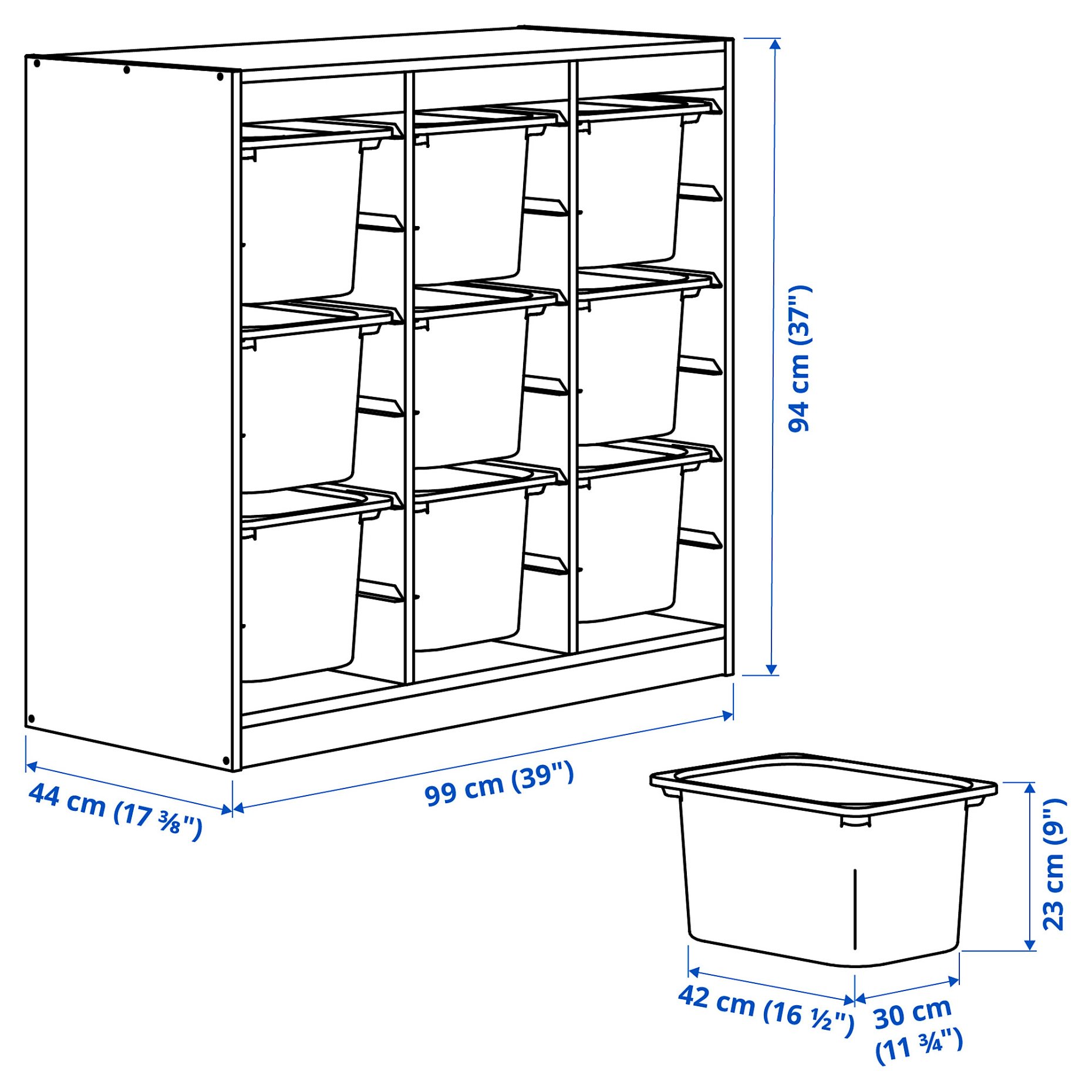 TROFAST, секция с кутии, 99x44x94 см, 896.131.38