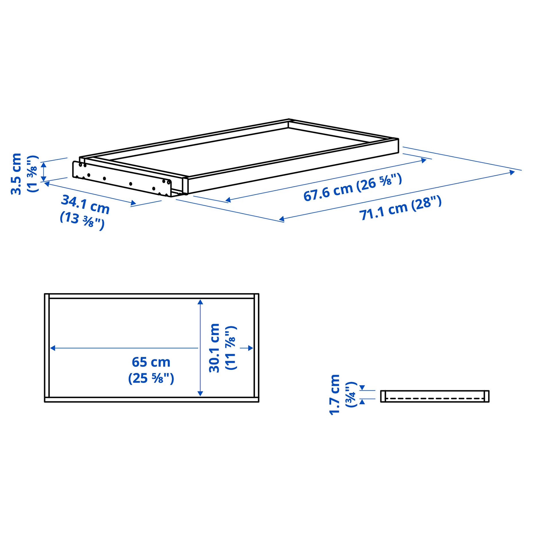 KOMPLEMENT, подвижна поставка, 75x35 см, бяло, 904.339.90