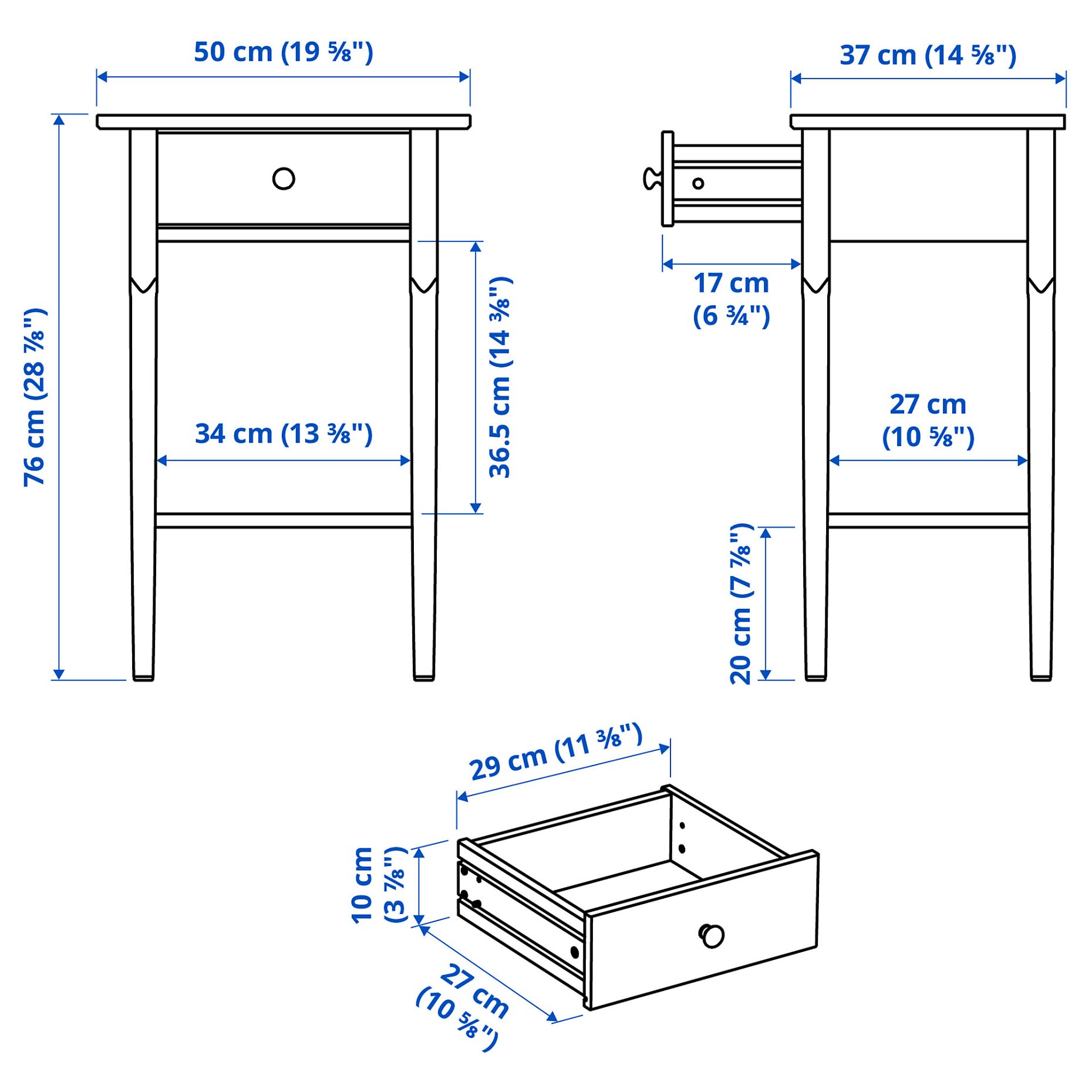 BLÄSTÅSEN, нощно шкафче, 50x37x76 см, 906.175.69