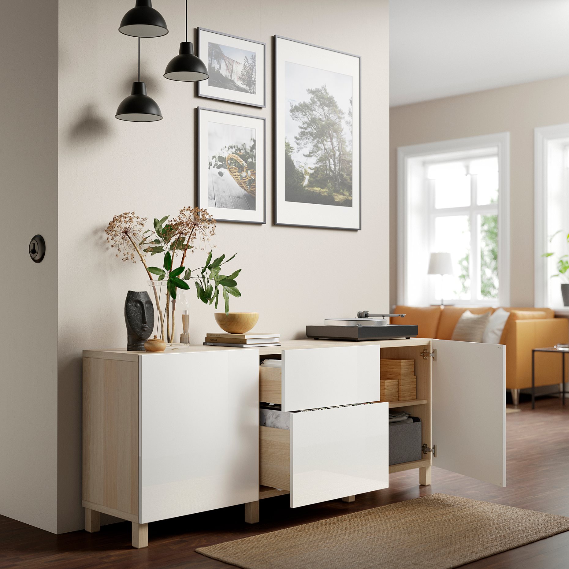BESTÅ, комбиниран артикул за съхранение с чекмеджета, 991.956.78