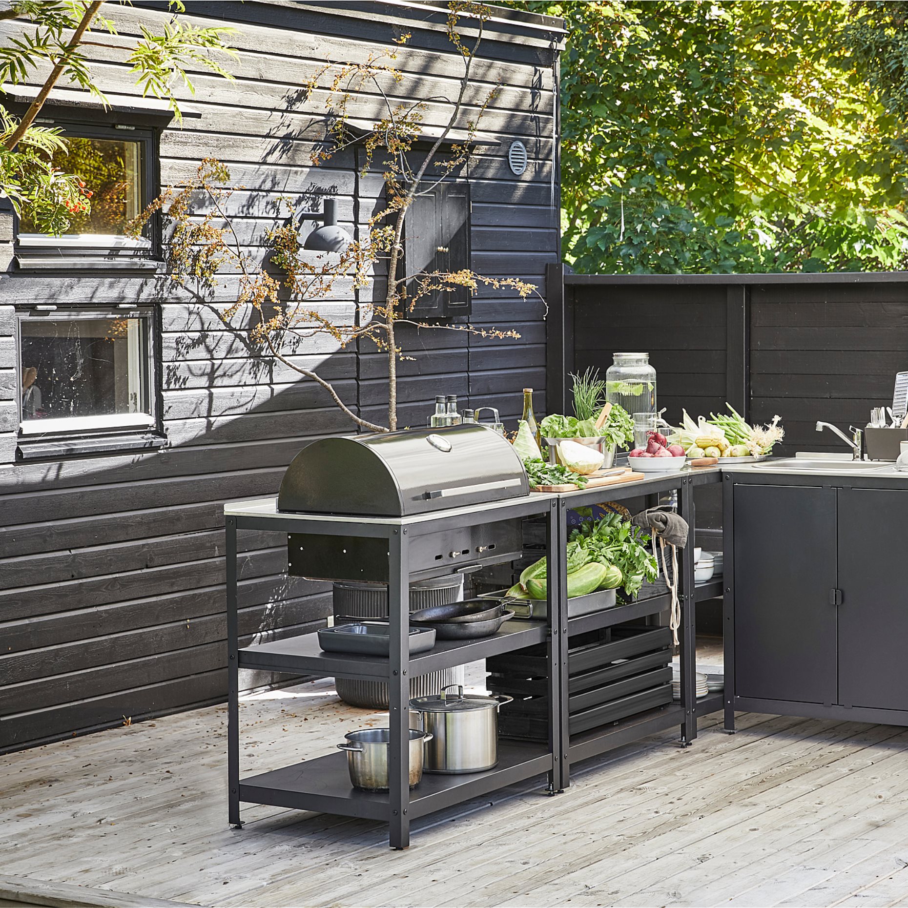 GRILLSKÄR, външна кухненска мивка+барбекю, дървени въглища, 994.964.45