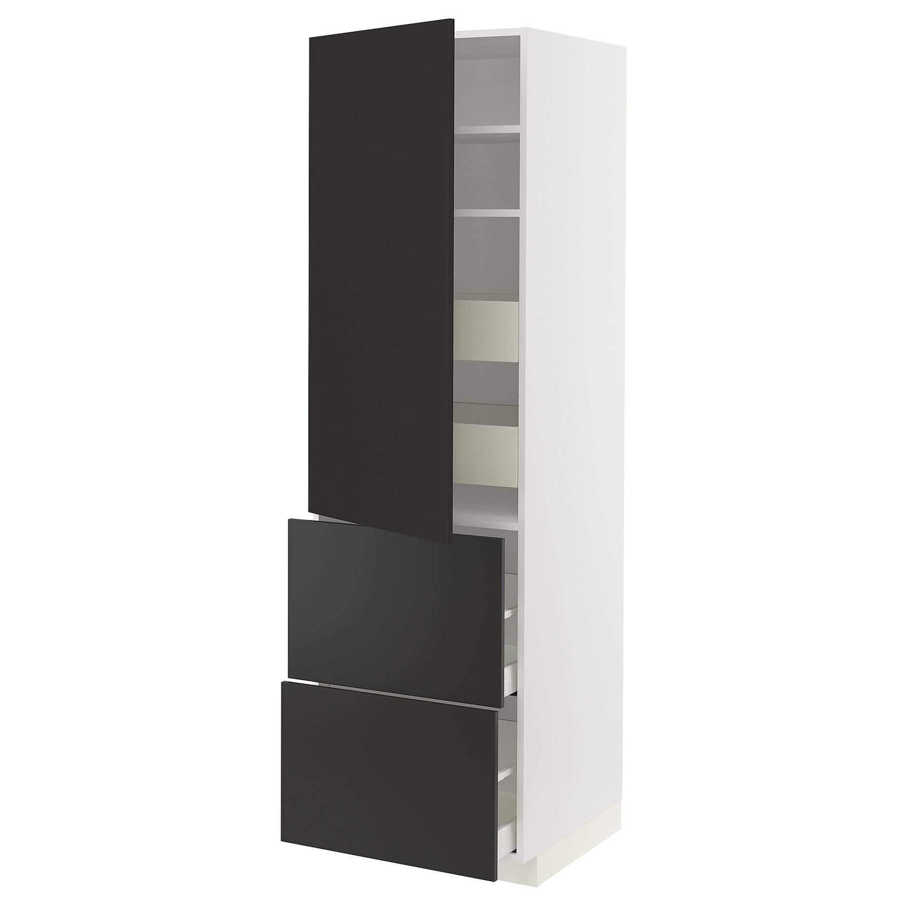 METOD/MAXIMERA, висок шкаф+рафтове, 4 чекм., врата, 2 чела, 994.990.19