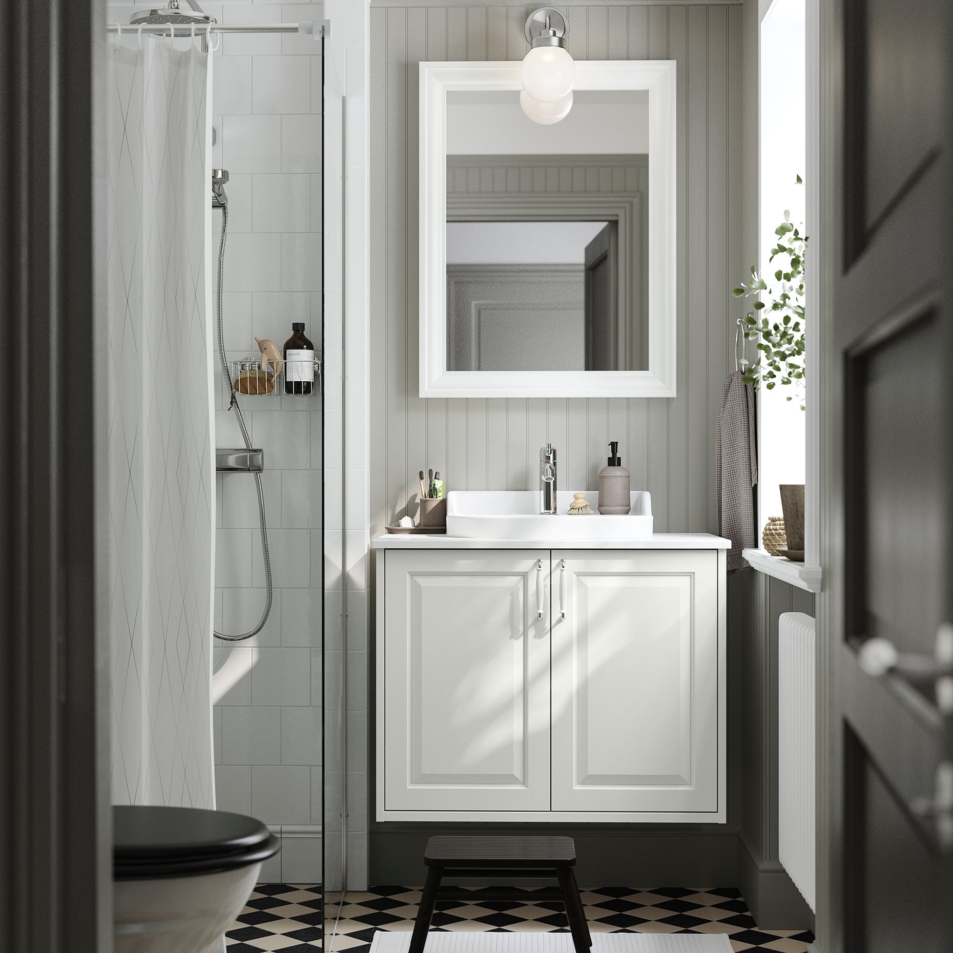 TANNFORSEN/RUTSJON, шкаф с врати/мивка/смесител, 995.299.88
