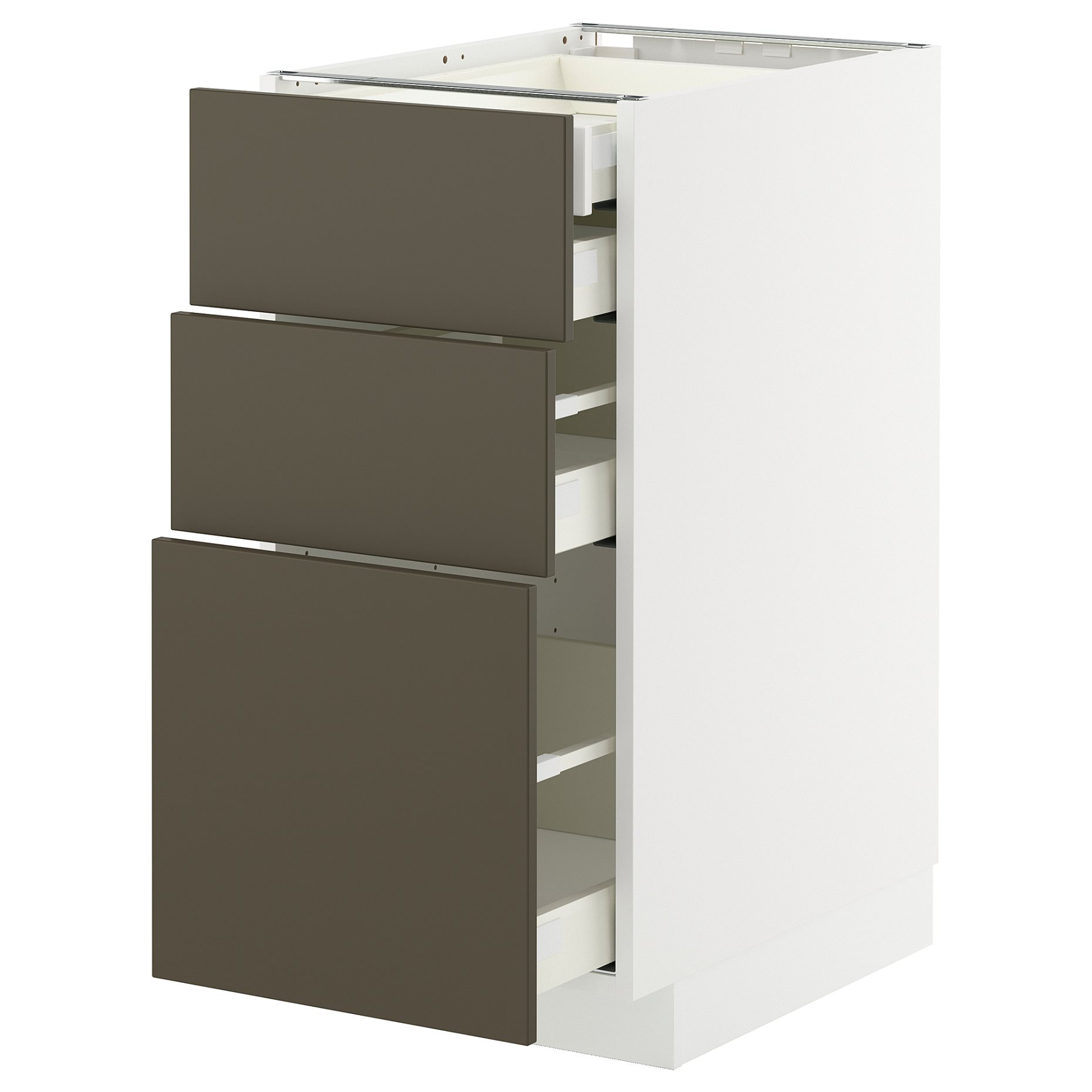 METOD/MAXIMERA, долен шкаф с 3 чела/2 ниски + 1 средно + 1 високо чекм., 995.582.64