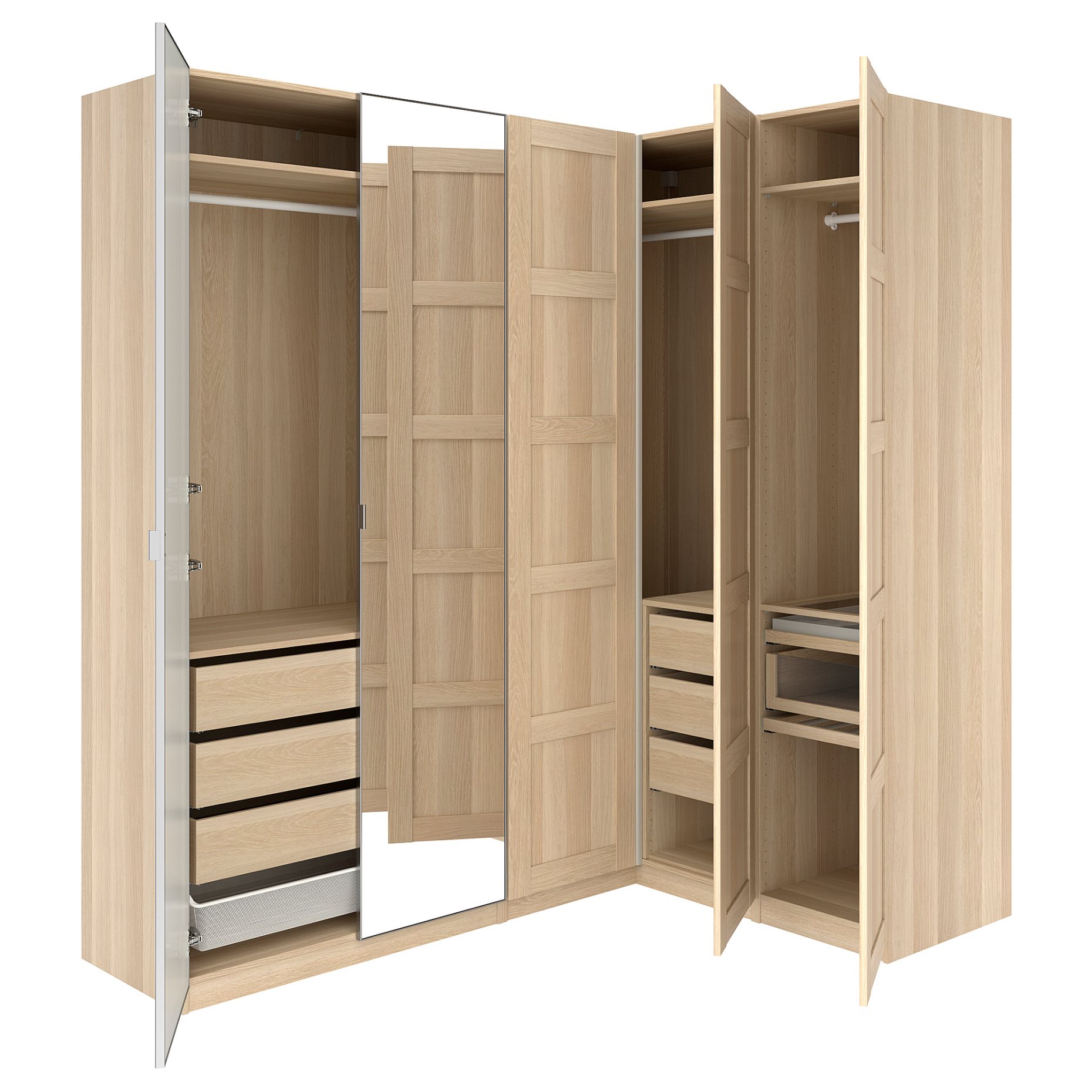 PAX/BERGSBO/AHEIM, ъглов гардероб, 211/161x236 см, 996.000.41