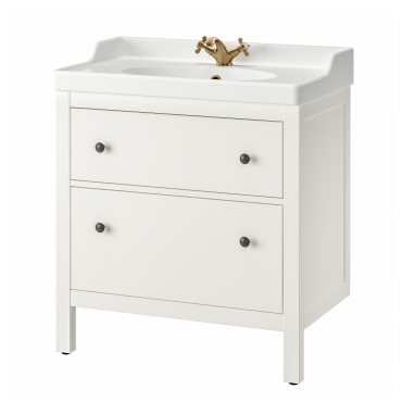 HEMNES/RUTSJON, шкаф за мивка + чекмеджета/мивка/смесител, 195.468.40
