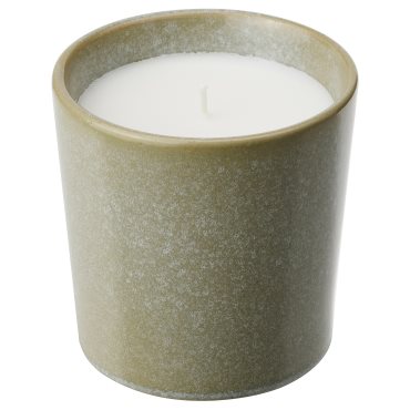 HEDERSAM, ароматна свещ в керамична чашка, Свежа трева, 50 ч, 205.024.25