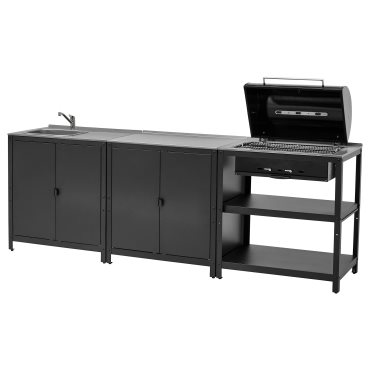 GRILLSKÄR, външна кухненска мивка + барбекю, дървени въглища, 494.962.97
