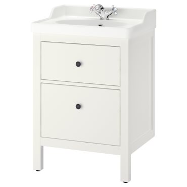 HEMNES/RUTSJON, шкаф за мивка + чекмедежта/мивка/смесител, 495.468.34