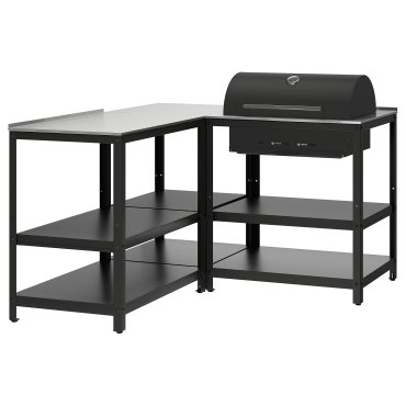 GRILLSKÄR, барбекю на въглища с кухненски о-в, употр. на открито, 147x147 см, 496.161.34