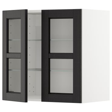 METOD, стенен шкаф с рафтове/2 стъкл врати, 694.599.39