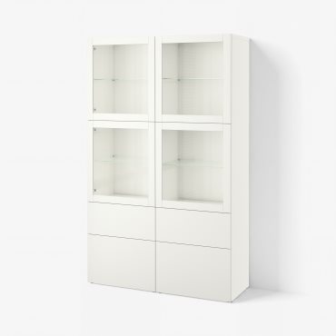 BESTÅ, комбиниран артикул за съхранение със стъклени вратички, 891.960.13