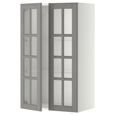 METOD, стенен шкаф с рафтове/2 стъкл. врати, 293.949.59
