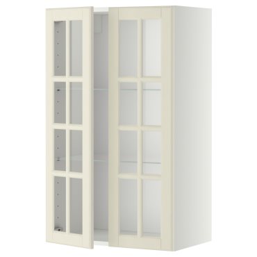 METOD, стенен шкаф с рафтове/2 стъкл. врати, 493.949.82