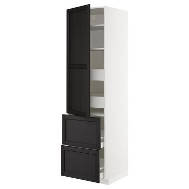 METOD/MAXIMERA, висок шкаф + рафтове/4 чекм./вр./2 чела, 793.533.48