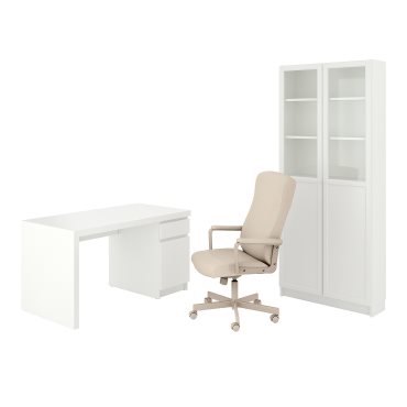 MALM/MILLBERGET/BILLY/OXBERG, комбинация - бюро с шкафове и въртящ се стол, 794.363.77