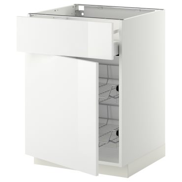 METOD/MAXIMERA, долен шкаф с телена кошницаица/чекм/врата, 894.581.99