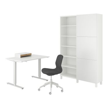 TROTTEN/LANGFJALL/BESTA/LAPPVIKEN, комбинация - бюро с шкафове и въртящ се стол, 994.365.88