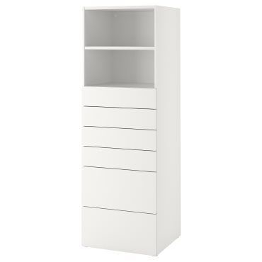 SMASTAD/PLATSA, библиотека с 6 чекмеджета, 60x55x180 см, 193.880.39