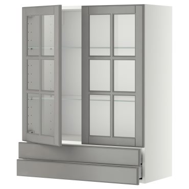 METOD/MAXIMERA, стенен шкаф с 2 стъкл. врати/2 чекм., 393.949.73