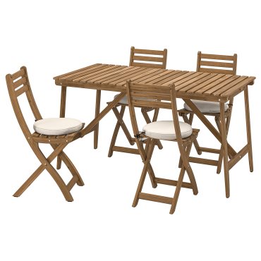 ASKHOLMEN, градинска маса с 4 сгъваеми стола, 395.300.08