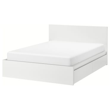 MALM, високо легло+4 кутии за съхранение, 156x209 см, 399.316.09