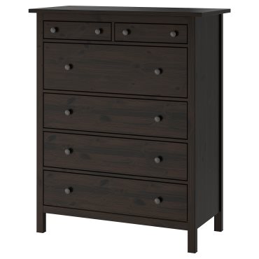 HEMNES, скрин с 6 чекмеджета, 108x130 см, черно-кафяво, 602.392.68