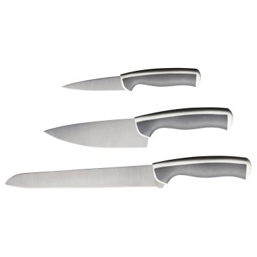 ÄNDLIG, комплект ножове, 3 бр, светлосиво/бяло, 702.576.24