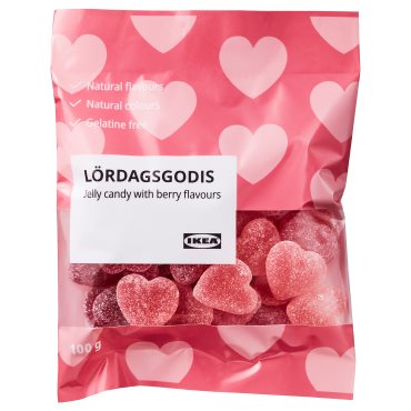 LORDAGSGODIS, захаросани бонбони във форма на сърце и плодов аромат, 704.805.53