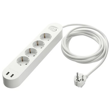 KOPPLA, разклонител с 4 гнезда 2 USB входа, 902.808.26