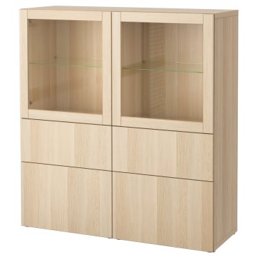 BESTÅ, комбиниран артикул за съхранение със стъклени вратички, 991.958.00