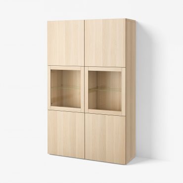 BESTÅ, комбиниран артикул за съхранение със стъклени вратички, 490.898.16