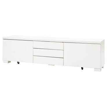 BESTA BURS, TV шкаф, 180x41 см, гланц бяло, 302.691.29