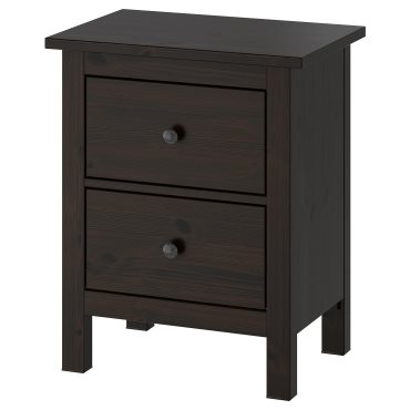 HEMNES, скрин с 2 чекмеджета, 54x66 см, черно-кафяво, 502.426.19