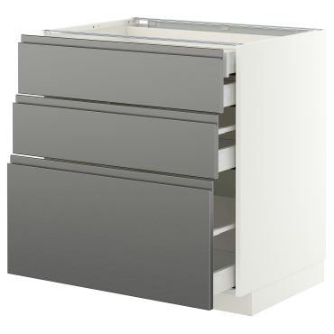 METOD/MAXIMERA, долен шкаф с 3 чела/2 ниски + 1 средно + 1 вис. чекм., 80x60 см, 096.278.70