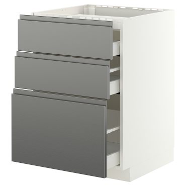 METOD/MAXIMERA, долен шкаф за вграден котлон/3 чела/3 чекм., 60x60 см, 096.279.12