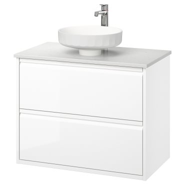 ÄNGSJÖN/LERSJÖN, шкаф за мивка+чекмеджета/мивка/смесител, 195.712.88