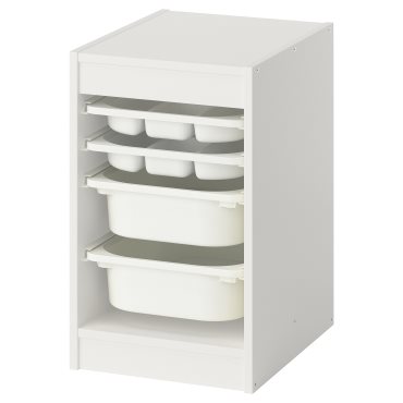 TROFAST, комб. за съхран. с кутии/поставки, 395.732.48