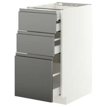METOD/MAXIMERA, долен шкаф с 3 чела/2 ниски + 1 средно + 1 вис. чекм., 40x60 см, 396.278.64