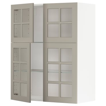 METOD, стенен шкаф с рафтове/4 стъкл врати, 494.583.23