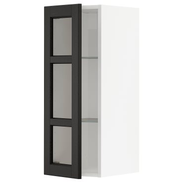 METOD, стенен шкаф с рафтове/стъкл врата, 494.659.84