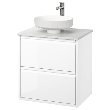 ÄNGSJÖN/LERSJÖN, шкаф за мивка+чекмеджета/мивка/смесител, 495.712.82