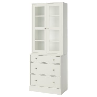 HAVSTA, комб. артикул за съхранение със стъкл. врати, 595.974.65