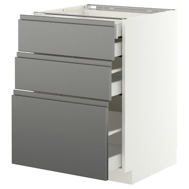 METOD/MAXIMERA, долен шкаф с 3 чела/2 ниски + 1 средно + 1 вис. чекм., 60x60 см, 696.278.67