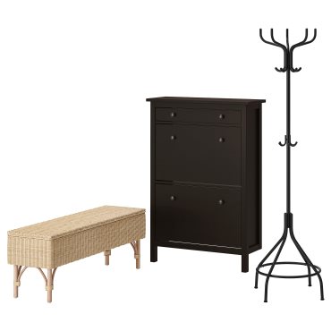 HEMNES/TOLKNING, обзавеждане за коридор, к-т 3 ч., 896.039.69